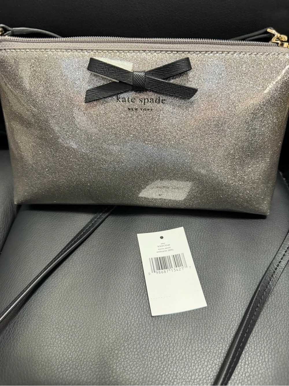 kate spade Metallic Silver Bow Crossbody Bag NWT